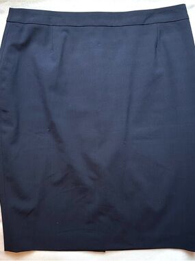 Huge Boss Navy Blue Fitted Pencil Skirt Sz 12 Zipper Back Career Office Work